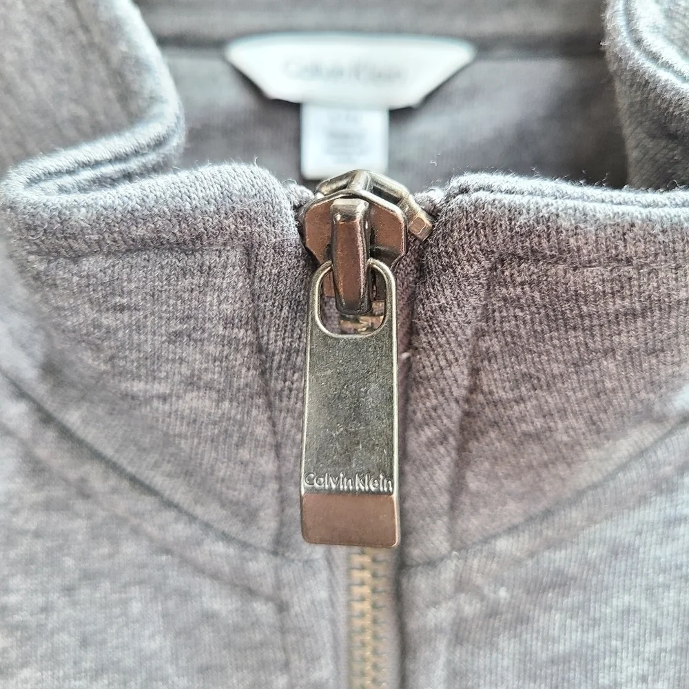 Calvin Klein Zipper Front Cotton Blend Sweatshirt Jacket, Size Large